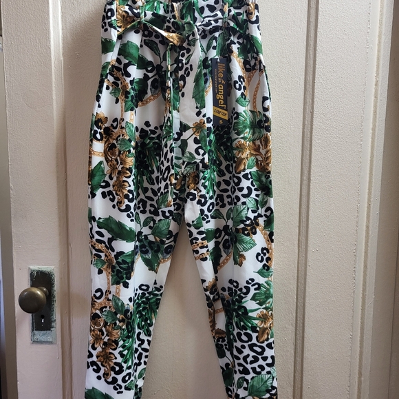 NWT Elegant leopard chain design print strech dress pants - Picture 2 of 2